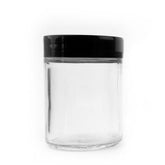 120mL (4oz.) Black Plastic Top Clear Glass Jar Container (Child Proof)