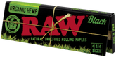 Raw Black Organic Hemp 1 1/4" Size Rolling Paper - 24 Packs/Display