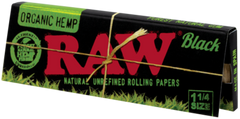 Raw Black Organic Hemp 1 1/4" Size Rolling Paper - 24 Packs/Display